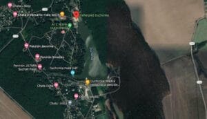Google mapa zobrazujúca polohu Vodnej nádrže Duchonka.